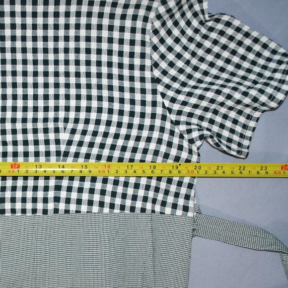 Vintage 90s Gingham Print Dress Short Sleeve Green & Cream Maxi Dress Nu Venture - Picture 8 of 10